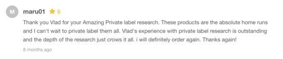 amazon private label product research testimonial